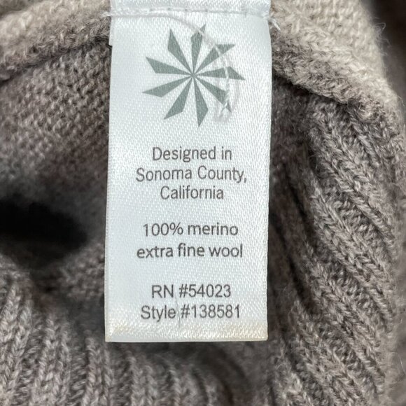 Athleta Size S 100% Extra Fine Merino Wool Frisco Tan Brown Sweater Colorblock - Picture 7 of 8